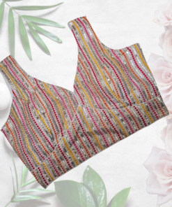 White Multithread Partywear Sweetheart Neck Blouse