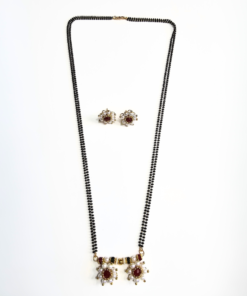 Alternative view of Moti Kudi Long Mangalsutra with White Pearls & Matching Earrings