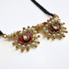Long mangalsutra with Lotus design pendant and matching beautiful earrings