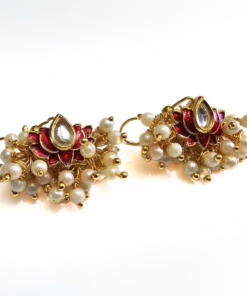 Alternative view of Lotus Design Long Mangalsutra with Matching Earrings – Elegant & Traditional