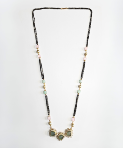 Alternative view of Pastel Shade Long Mangalsutra with Pink Beads – Lightweight & Elegant