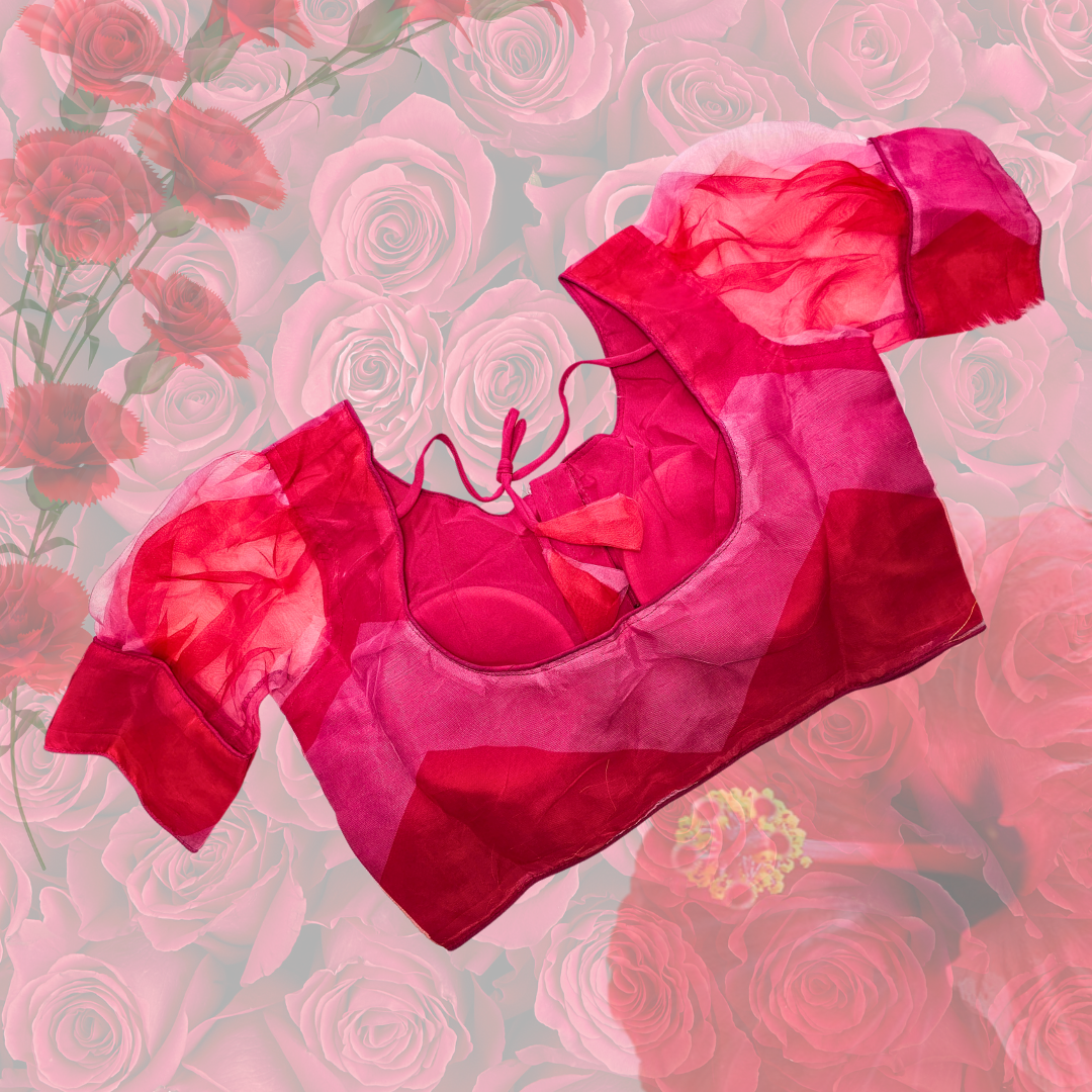 Red Festive Designer Blouse - Image 2