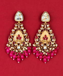 Alternative view of Indo-Western Mother of Pearl Earrings with Mehndi Plating - RANI