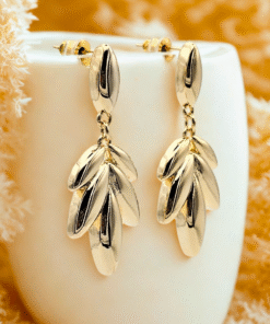 Statement Leaf Design Earrings with High Micron Gold Plating | Bold & Elegant