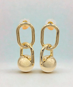 Alternative view of Statement Sphere Design Earrings in Gold Color