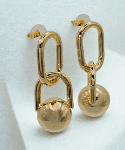 Statement Sphere Design Earrings in Gold Color