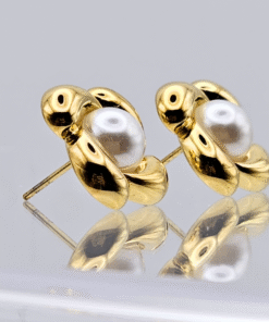 Statement Flower Design Earrings with Pearl Center | Gold Finish & Anti-Tarnish Coating