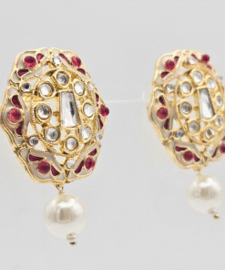 Alternative view of Indo-Western Short Earrings with Gold Plating | Lightweight Fusion Tops