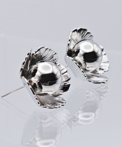 Alternative view of Silver Flower Stud Earrings