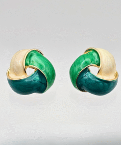 Classy Enamel Ribbon Knot Earrings