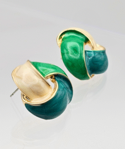 Alternative view of Classy Enamel Ribbon Knot Earrings