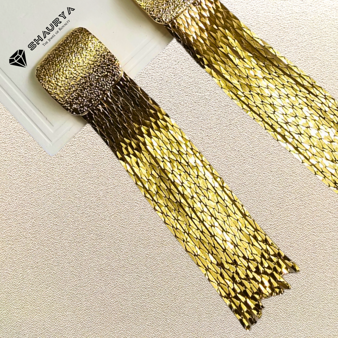 Gold Chain Tassel Earrings - Image 2