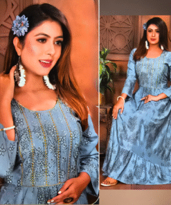 Soft Silk-Cotton Flared Long Kurti