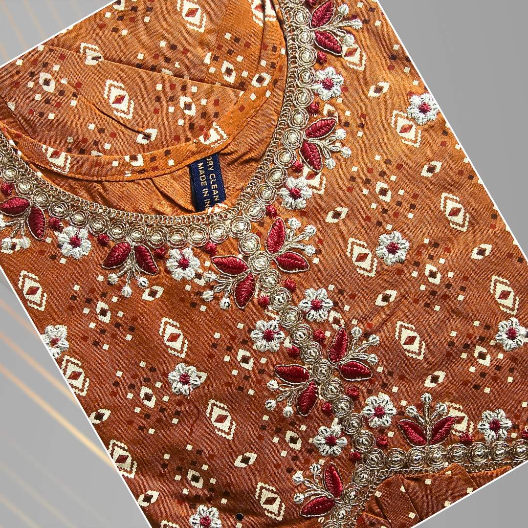 Soft Cotton Blend Flared Long Kurti - Image 2