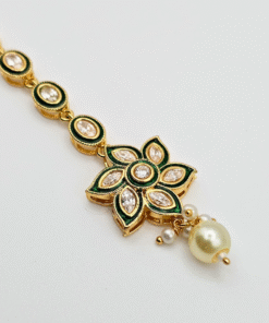 Alternative view of Antique Moti Maang Tikka with Pearl Dangle
