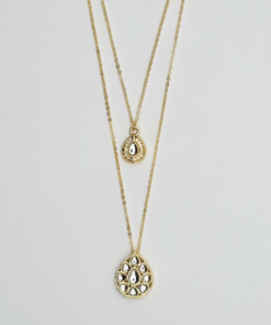 Alternative view of Indo-Western Classic Chain Pendant Necklace - WHITE