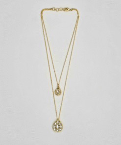 Indo-Western Classic Chain Pendant Necklace - WHITE