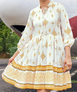 Alternative view of Rayon Tunic Style Party Wear – YELLOW