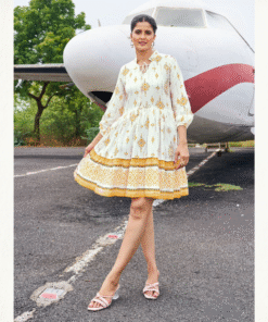 Rayon Tunic Style Party Wear – YELLOW
