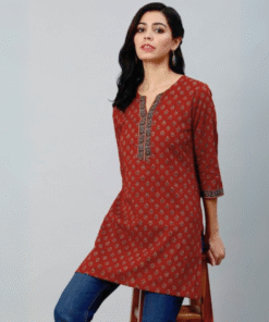 Cotton Printed Tops - RED