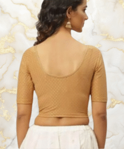 Alternative view of Gold Pure Cotton Dobby Blouse – Stretchable Comfort with Subtle Elegance