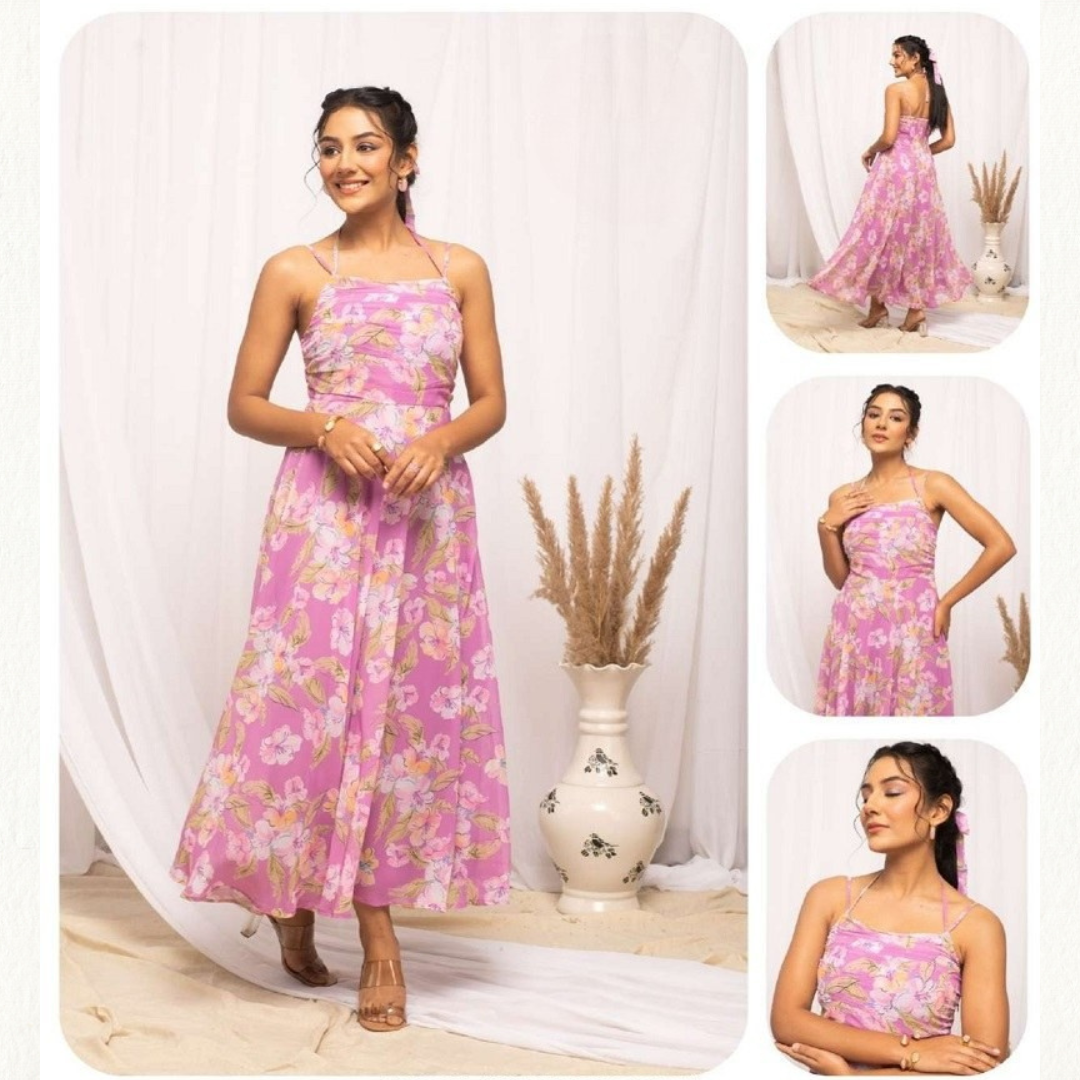 Stylish Pink Western Dress