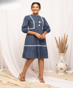 Blue Cotton Western Dress