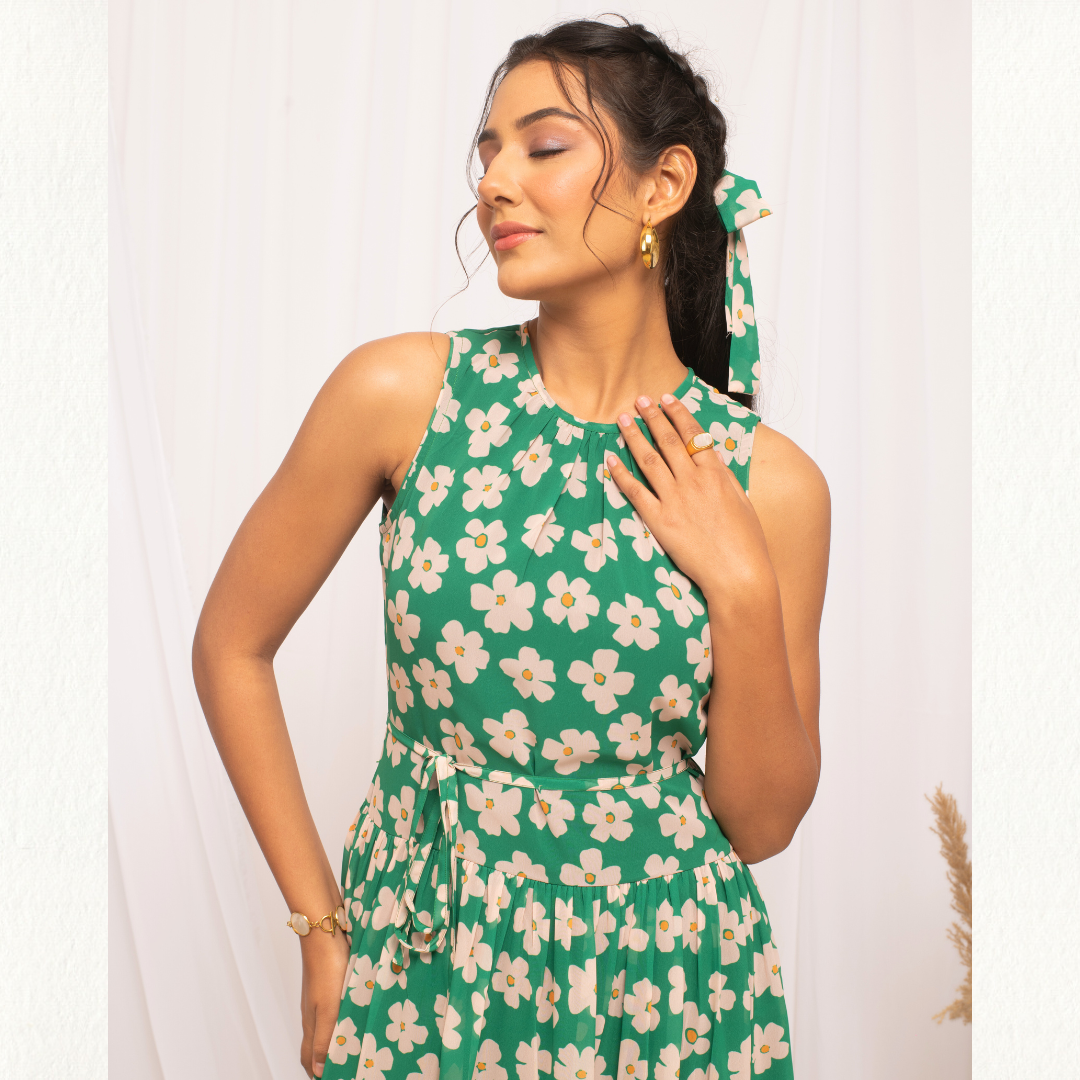 Elegant Green Western Dress - Image 2
