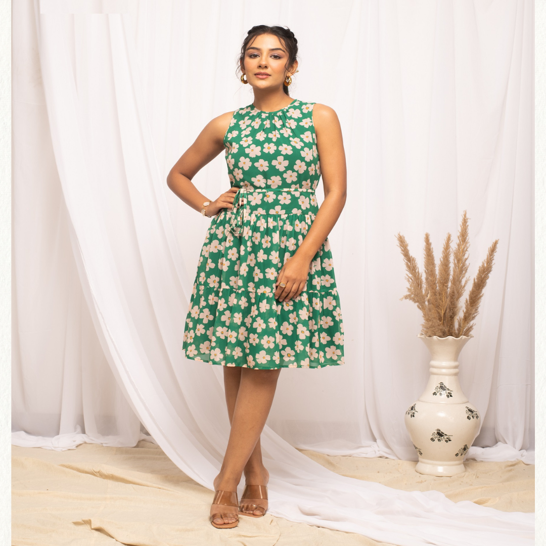 Elegant Green Western Dress