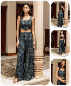 Alternative view of Navy Blue Cotton Printed Co-Ord Set