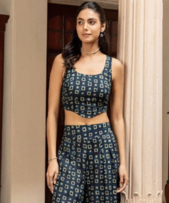 Navy Blue Cotton Printed Co-Ord Set