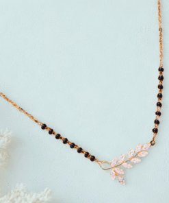 Alternative view of Cubic Zirconia Tanmaniya Mangalsutra with Rose Gold Plating