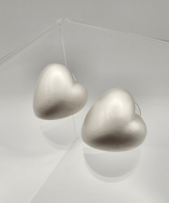 Alternative view of Heart Shape White Earrings – Minimal Elegance with a Touch of Romance