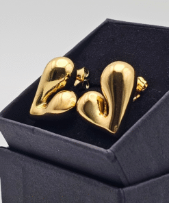 Heart-Shaped Golden Earrings – 18K Gold Plated, Anti-Tarnish
