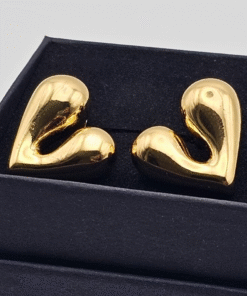 Alternative view of Heart-Shaped Golden Earrings – 18K Gold Plated, Anti-Tarnish
