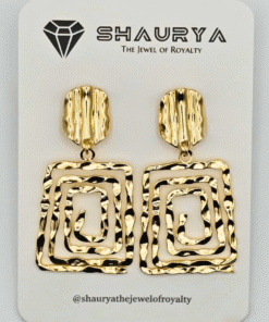 Square Spiral Dangler Earrings – 18K Gold Plated, Anti-Tarnish Finish