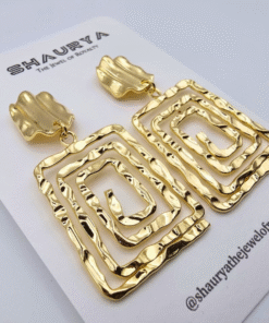 Alternative view of Square Spiral Dangler Earrings – 18K Gold Plated, Anti-Tarnish Finish