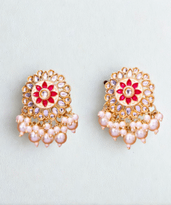Indo Western Meenakari Earrings with Gold Plating – WHITE