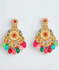 Indo Western Mother of Pearl Earrings with Mehndi Plating – MULTICOLOR