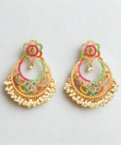 Indo Western Pearl Earring with Mehndi Plating – MULTICOLOR