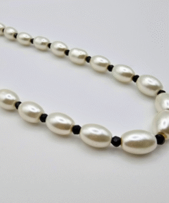 Alternative view of White Pearl Necklace with Pink Beads – High Gloss Fashion Finish, 20 cm