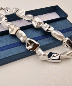 White & Silver Unshaped Pearl Necklace