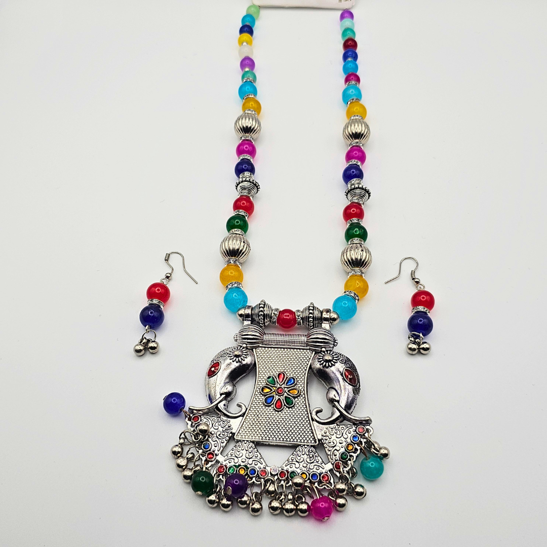 Oxidized Necklace Set with Matching Earrings