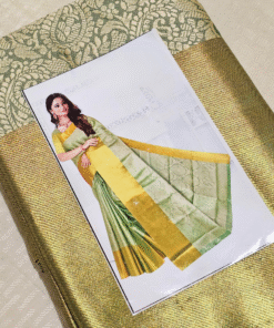 Aurora Green Pattu Silk Saree with Golden Border