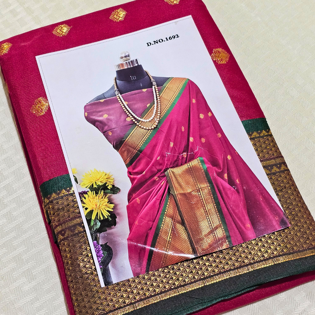 Elegant Pink Pattu Silk Saree with Golden-Green Border