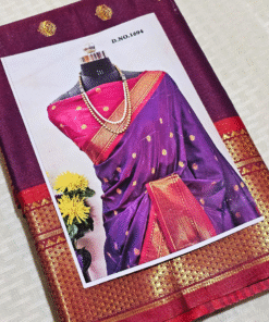 Regal Purple Pattu Silk Saree with Golden Red Border