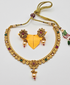 Antique Gold Plated Kempu Necklace Set