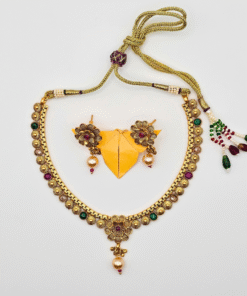 Antique Gold Plated Kempu Necklace Set