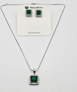 CZ Classic Pendant Set Rhodium Plated