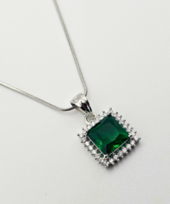 CZ Classic Pendant Set Rhodium Plated